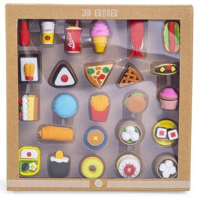 buy premiere 3D erasers 25-piece food set  at fivebelow.com Food Erasers, Mermaid Toys, Kids Jewelry Box, Kawaii School Supplies, Five Below, Barbie Princess, Birthday Wishlist, Cute Stationery, Mothers Day Crafts