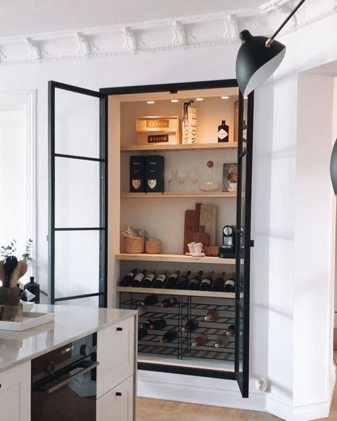 Styling By Denice on Instagram: “{ helgens projekt : vinskåp } 🍾 ... swipe för efter / före.. || så nöjda med resultatet! Första man ser när man stiger in i vårt hem och…” Wine Closet, Furniture Details Design, Cabinet Kitchen, Wine Cabinet, Wine Room, Handmade Home Decor, Handmade Home, A Kitchen, Penthouse