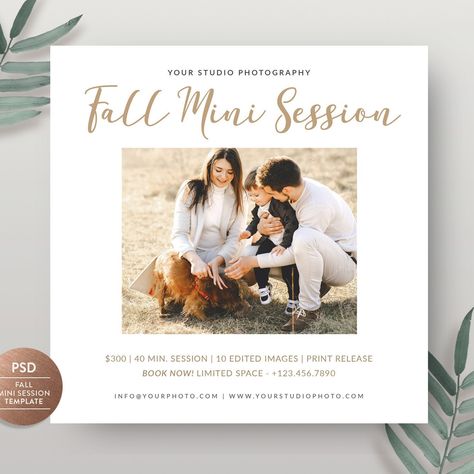 NEW! Fall mini session flyer template. Let your customers know your photo session. Available at shop! Fall Mini Sessions Template, Wedding Photography Magazine, Mini Photo Sessions, Large Family Photos, Mini Session Template, Sibling Poses, Fall Mini Sessions, All About Me Activities, Photography Mini Sessions