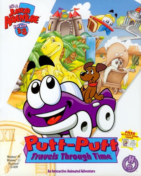 Putt-Putt Travels Through Time (1997) : Humongous Entertainment : Free Download, Borrow, and Streaming : Internet Archive 90s Computer Games, Purple Car, 90s Memories, 90s Toys, Childhood Games, Old Computers, 90s Childhood, Computer Software, Putt Putt