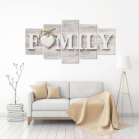 Amazon.com: SUNYSUBY 5 Piece HOME Sign Canvas Wall Art Painting Modern Decor Abstract Painting Artwork On Canvas Print Picture Decoration for Bedroom Living Room Framed Ready to Hang (HOME LOVE, W50 x H23): Posters & Prints Country Farmhouse Decor Living Room, Above Couch Decor, Couch Wall Decor, Photo Wall Decor, Family Wall Decor, Couch Decor, Black Hook, Modern Farmhouse Living Room, Farmhouse Decor Living Room