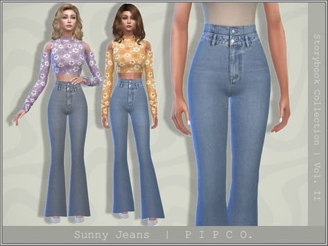 The Sims Resource - Sunny Jeans (Flared). Outfit Categories, Fem Clothes, Camille Dress, Party Bottoms, Jeans Flared, Sims 4 Cc Makeup, Cold Weather Outfit, Sims 4 Collections, Straight Cut Jeans