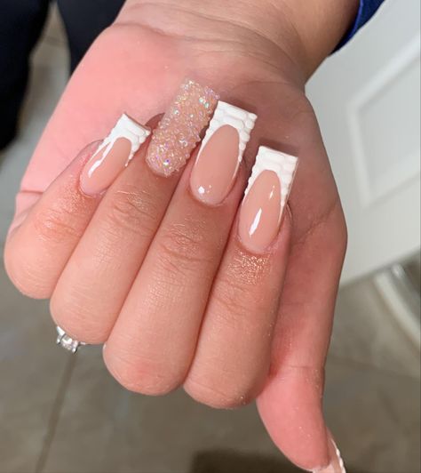 Acrylic Nail Inspiration, Colored Acrylic Nails, White Acrylic Nails, French Tip Acrylic Nails, French Acrylic Nails, Short Square Acrylic Nails, Acrylic Nails Coffin Pink, Long Square Acrylic Nails, Bling Acrylic Nails