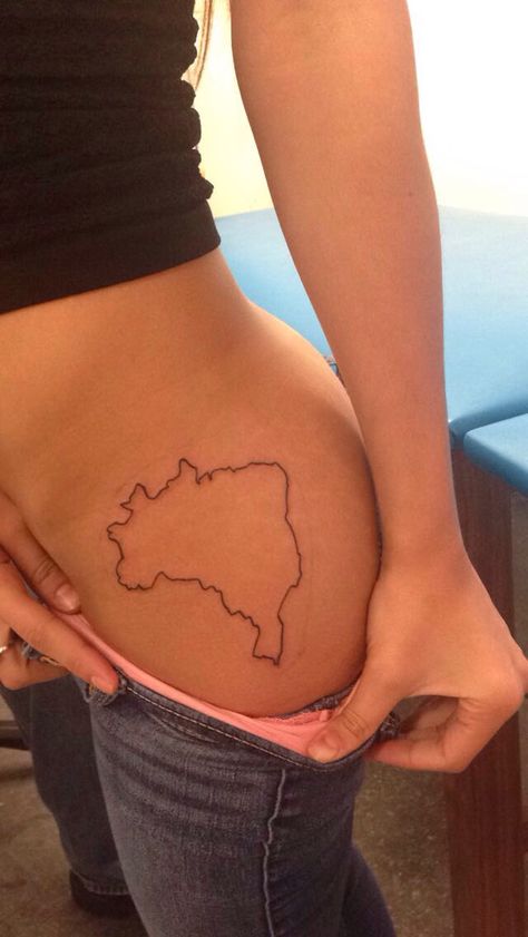 Brazil country outline tattoo❤️ Brazil Outline Tattoo, Country Outline Tattoo, Brazil Inspired Tattoo, Brazilian Flag Tattoo, Brazil Flag Tattoo, Brazilian Tattoos, Colombian Tattoo Ideas, Colombia Tattoo Ideas, Brazilian Tattoo Ideas