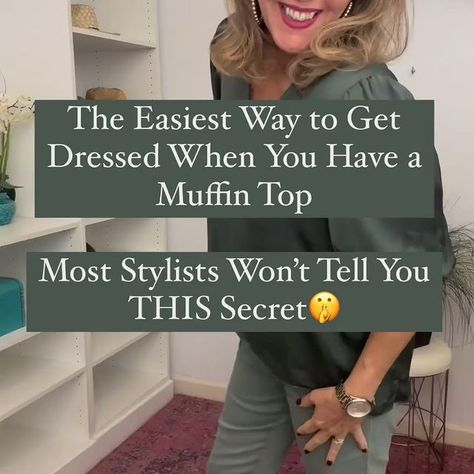 OK, OK, I get it. The Front tuck isn’t for everyone. So here are 2 ways you can style your top while still keeping the tummy covered. 1/… | Instagram How To Dress A Muffin Top, Dressing An Apron Belly, Layering Sheer Tops Outfit, Outfits To Hide Muffin Top, Muffin Top Outfits, How To Dress Up A Tshirt, Big Tummy Outfits For Women, Front Tuck Shirt, Belt Trick