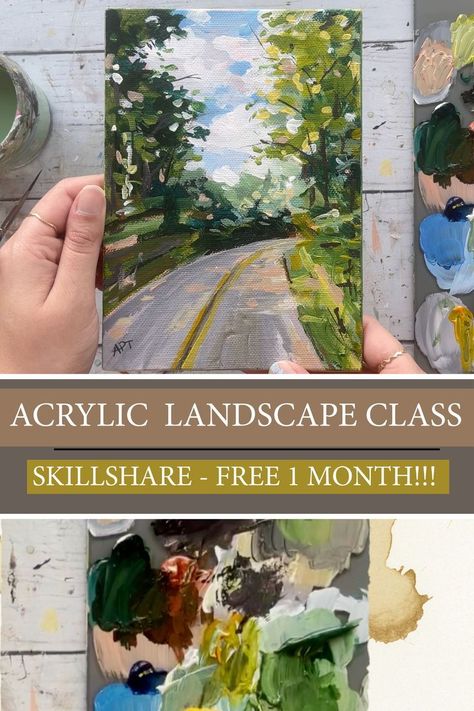 Acrylic Painting Basics, Acrylic Beginner, Glass Palette, Filbert Brush, Brush Techniques, Value Painting, Phthalo Green, Landscape Painting Tutorial, Acrylic Landscape