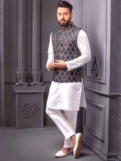 Kurta Pajama Men Wedding, Kurta Pajama Wedding, Nehru Jacket With Kurta, Pajama Wedding, Wedding Dress For Men, Kurta Pyjama With Jacket, Pajama Men, Nehru Jacket For Men, Sherwani For Men Wedding