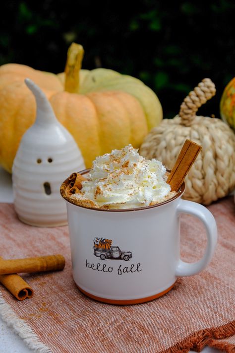 Booozy Pumpkin Spiced Latte - The Southern Millennial Pumpkin Spice White Hot Chocolate, Fultons Harvest Pumpkin Pie Cocktails, Fun Halloween Food, Fall Cocktails, Fall Spices, Winter Drinks, Pumpkin Spice Latte, Pumpkin Puree, Whipped Cream