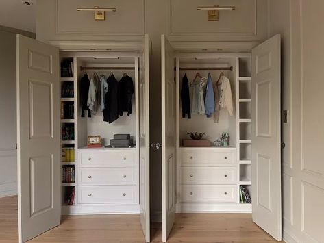 25 IKEA Closet Hacks to Maximize Your Space Closet Billy Bookcase, Ikea Billy Bookcase Closet Hack, Master Closet Inspiration, Billy Bookcase Closet Hack, Billy Closet, Billy Bookcase Closet, Ikea Closet Hacks, Closet On A Budget, Ikea Closet Hack