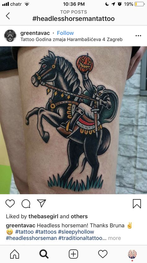 American Traditional Halloween Tattoo, Sleepy Hollow Tattoo, Headless Horseman Tattoo, Traditional Tattoo Halloween, Horseman Tattoo, Tattoo Halloween, Woodcut Tattoo, Piece Tattoo, Tattoo Time