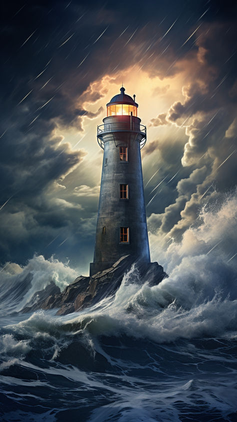 Journey through the tales of resilience and hope that lighthouses proudly tell. Lighthouse In Storm, Lighthouse Svg, Lighthouse Storm, Lighthouse Drawing, Lighthouse Crafts, Iphone Wallpaper Photography, Sea Drawing, Lighthouses Photography, Sea Storm