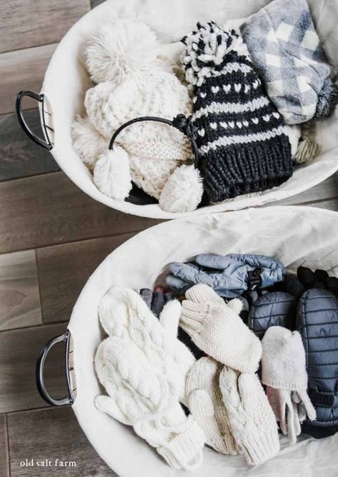 Winter Gloves And Hat Storage, Storage For Hats And Gloves Entryway, How To Store Winter Hats And Gloves, Winter Hat And Mitten Storage, How To Organize Winter Hats And Gloves, Storage For Winter Hats And Gloves, Organize Winter Accessories, Winter Hat Organization, Winter Gear Storage Ideas