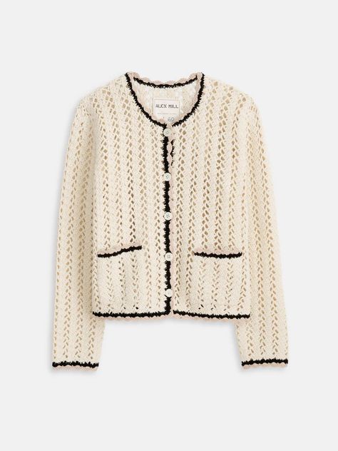 Ella Hand-Crochet Cardigan – Alex Mill Alex Mill, Small Workshop, Woven Sweater, The South Of France, Knitting Ideas, Shop The Look, South Of France, Crochet Cardigan, Back In The Day