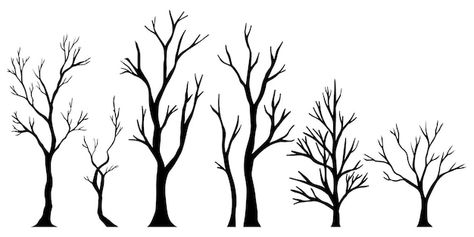 Vector set of hand drawn vector doodle n... | Premium Vector #Freepik #vector #tree-silhouette #dry-tree #dead-tree #old-tree Tree Doodle, Silhouette Sketch, Dry Tree, Vector Doodle, 3d Paper Art, Bare Tree, Tree Graphic, Art Calendar, Tattoo Art Drawings