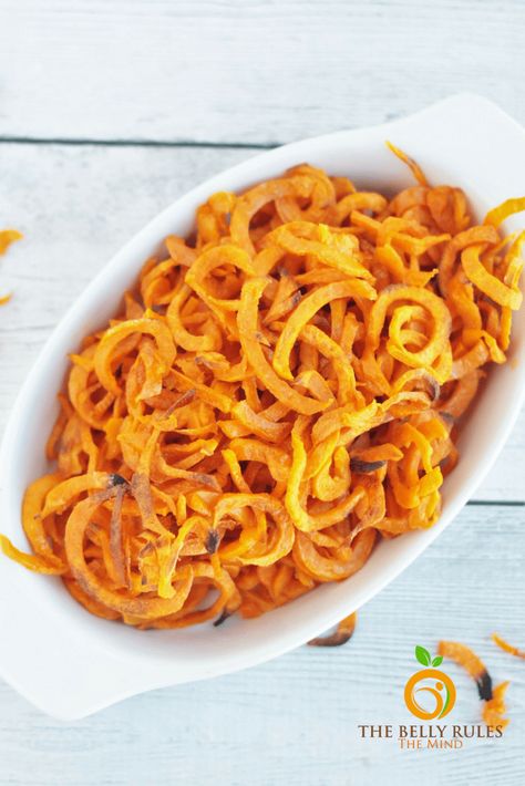 Spiralized Sweet Potato Fries, Sweet Potato Spiralizer Recipes, Air Fryer Sweet Potato Fries, Spiralized Sweet Potato, Autoimmune Paleo Recipes, Curly Fries, Spiralizer Recipes, Potato Fries, Air Frying