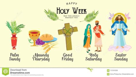 Week Before Easter, Passion Week, Happy Palm Sunday, Good Thursday, Easter Illustration, Easter Monday, Crucifixion Of Jesus, Easter Images, Friday Saturday Sunday