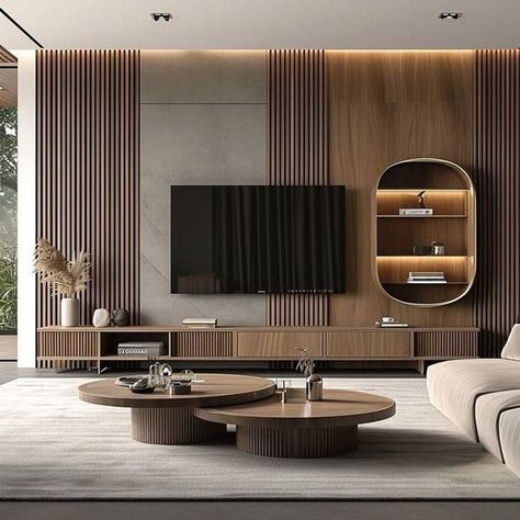 Wall Tv Unit Design, Living Room Tv Unit Designs, Hall Interior Design, Tv Room Design, Casa Country, Apartment Living Room Design, Hall Interior, Living Room Design Inspiration, Tv Wall Unit