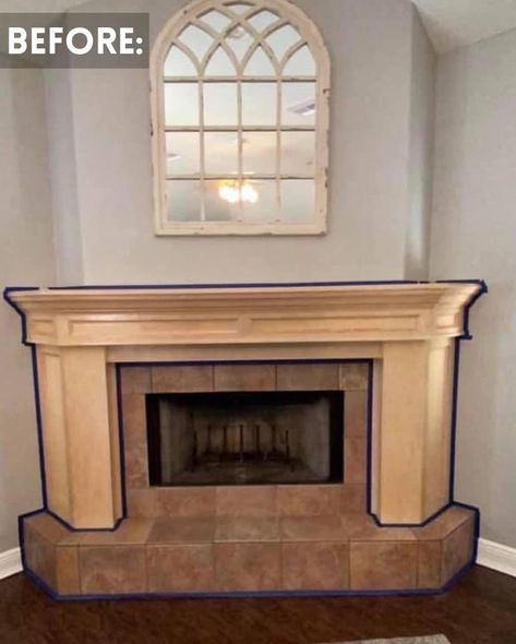 White Painted Fireplace Makeover - The Happy Farmhouse Painting Wood Fireplace, Fireplace Painting Ideas, Decor Fireplace Ideas, White Painted Fireplace, Easy Fireplace, Fireplace Painting, Modern Farmhouse Fireplace, Painted Fireplace, Fireplace Decorations