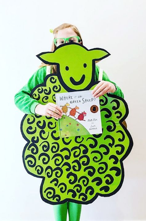 Mem Fox, Where is the Green Sheep costume    #bookweekcostumes  #bookweekcostumesforboys  #bookweekcostumesforgirls  #bookweekcostumes2019  #bookweekcostumesDIY  #DIYbookweekcotumeideas  #easybookweekcostumes Diy Bookweek Costumes Ideas, Green Sheep Costume Book Week, Possum Costume Diy, Green Sheep Costume, Bookweek Costumes 2023, Where Is The Green Sheep, Diy Book Week Costumes, Book Week Ideas, Book Week Activities