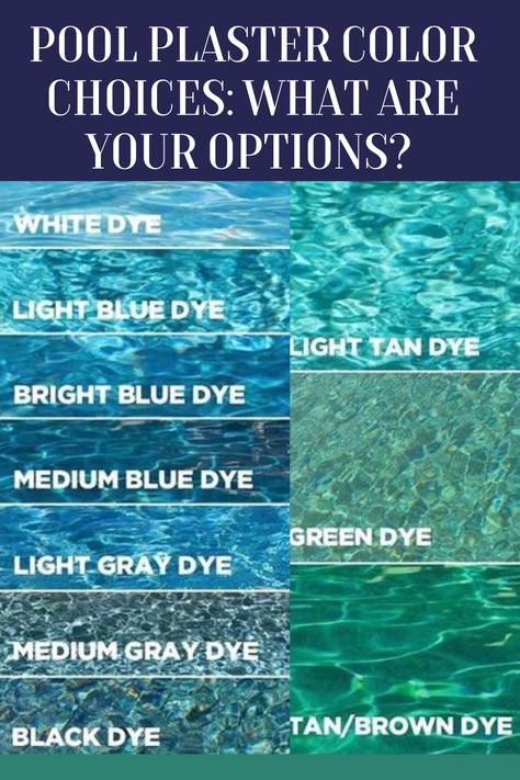 So, what are your pool plaster color choices? I go over all the options and how to pick the right color for your swimming pool aesthetic. Swimming Pool Plaster Colors, Pool Colours, Pool Finishes Colors, Pool Bottom Colors, Pool Plaster Colors Water, Swimming Pool Colors, Gunite Pool Colors, Pool Colors Inground Gunite, Pool Paint Colors Inground