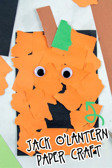 Paper Jack O Lantern, Jack O Lantern Craft, Lantern Crafts For Kids, Construction Valentines, Halloween Pumpkin Crafts, Preschool Art Projects, Tissue Paper Crafts, Lantern Craft, Construction Paper Crafts