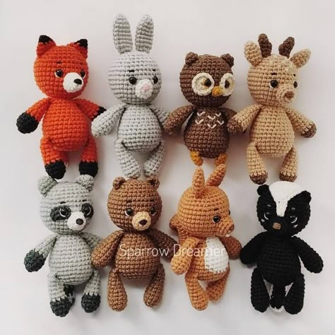 "A set to order with a new character - a squirrel 🐿️" Woodland Creature Crochet Patterns Free, Forest Animal Crochet Patterns, Crochet Woodland Animals Free Pattern, Crochet Woodland Animals, Nursery Forest Animals, Woodland Crochet, Crochet Woodland, Nursery Forest, Crochet Baby Mobiles