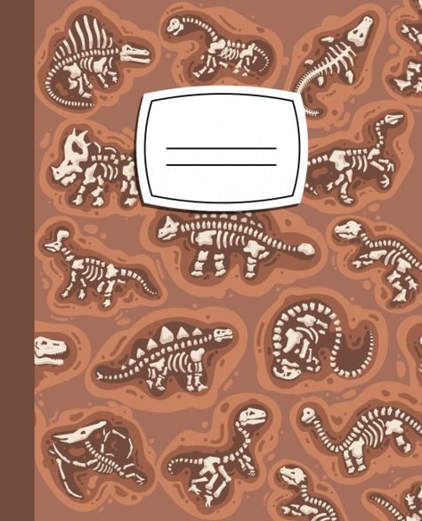 Cute Notebooks Aesthetic, Goodnotes Pages, Dinosaur Notebook, Wide Ruled Notebook, Goodnotes Cover, Fossil Dinosaur, Notebook For School, Binder Cover Templates, Samsung Notes