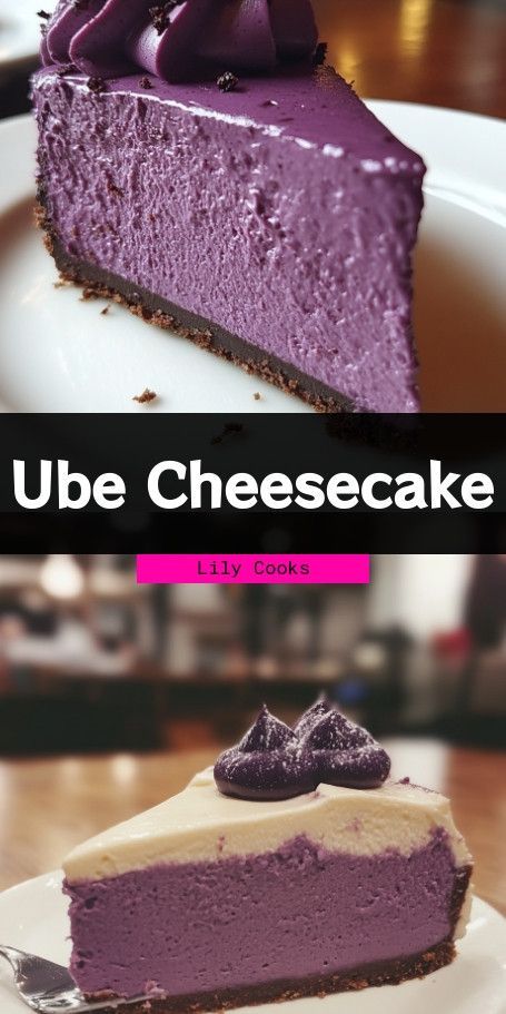 Ube San Sebastian Cheesecake Recipe | Filipino Pastel Delight Discover the irresistible charm of the Ube San Sebastian Cheesecake, a Filipino-inspired twist on the classic Basque cheesecake. Enjoy the vibrant purple hue and creamy texture of this ube-flavored masterpiece, perfect for dessert lovers seeking a unique indulgence. Ube Basque Cheesecake, Ube Desserts Recipes, Sebastian Cheesecake Recipe, San Sebastian Cheesecake Recipe, Purple Cheesecake, Ube Cheesecake Recipe, Ube Dessert Recipe, Ube Cheesecake, San Sebastian Cheesecake