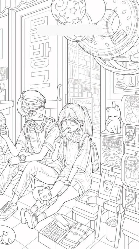 Rowon Coloring Page, Couple Coloring Pages Love, Coloring Pages People, Aesthetic Colouring Pages, Manga Coloring Pages, Anime Coloring Pages, Manga Coloring Book, Whimsical Art Journal, Color Drawing Art