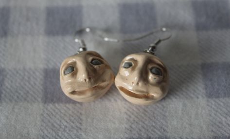 Clay Charm Earrings, Creepy Earrings, Etsy Wishlist, Weird Jewelry, Baking Clay, Clay Stuff, Polymer Earrings, John Doe, Funky Earrings