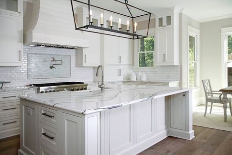 Cambria Brittanicca Quartz, Chandelier Ceramic, Cambria Brittanicca, Grey Kitchen Inspiration, Transitional Kitchens, Inset Cabinets, Cambria Quartz, Gray And White Kitchen, Dream Kitchens Design