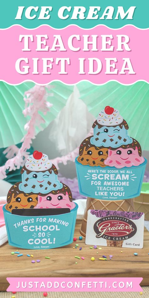 Ice Cream Gift Card For Teacher, Teacher Appreciation Gifts Ice Cream, Here's The Scoop Teacher Printable, Teacher Ice Cream Gift Card Ideas, Ice Cream Thank You Printable Free, Teacher Appreciation Ice Cream Bar, Ice Cream Sayings For Teachers, Ice Cream Thank You, Ice Cream Teacher Gift