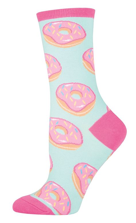 Patterned with icing and sprinkles, these socks are sure to give everyone around you sugar cravings... or sock cravings! Available in mint and black, these socks will pair perfectly with your morning coffee.#nationaldonutday #donutsocks Fishnet Stockings Outfit, Donut Socks, Food Socks, Gothic Baby, Funky Socks, Fun Socks, Sock Drawer, Women Crew Socks, Beginner Crochet