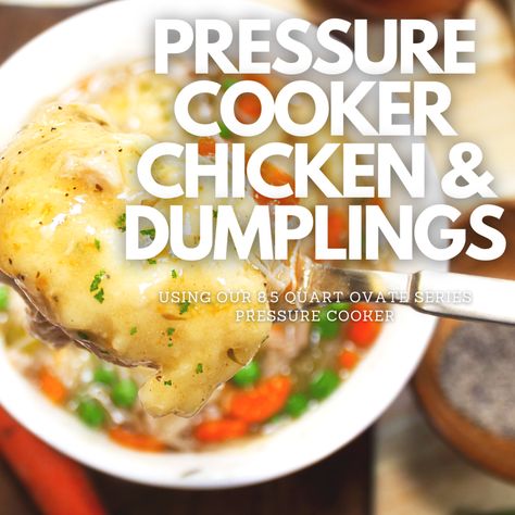 Instapot Chicken And Dumplings, Pressure Cooker Chicken And Dumplings, Instant Pot Chicken And Dumplings, Pressure Cooking Chicken, Power Pressure Cooker, Stovetop Pressure Cooker, Pressure Cooking Recipes, Dumpling Dough, Chicken Dumplings