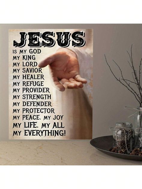 1pc God's Hand Christian Canvas Poster - Waterproof Wall Art For Home Decor, Gifts And Festive Occasions -  Jesus Print For Bedroom, Office, Living Room, Cafe Multicolor Modern   Canvas Letter    Home Decor, size features are:Bust: ,Length: ,Sleeve Length: Jesus Canvas Painting, Jesus Prints, Christian Canvas, Canvas Letters, Waterproof Wall, Art For Home Decor, Christian Stuff, Gods Hand, Home Decor Gifts