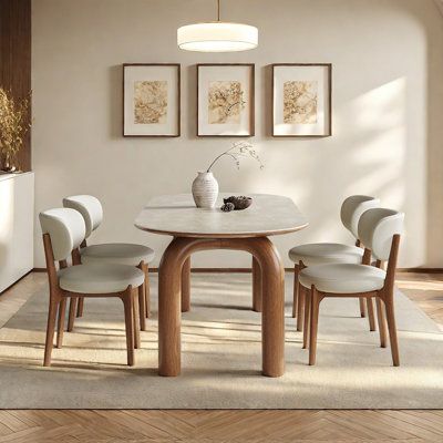 ASS Comfort Zone Light luxury modern simple oval table and chairs | Wayfair Modern Oval Dining Table Wood, Grey Wash Dining Table, Oval Dinning Table, Oak Table And Chairs, Japandi Dining, Dinning Table Set, Dining Table And Chair, Round Dining Room Table, Oval Dining Table