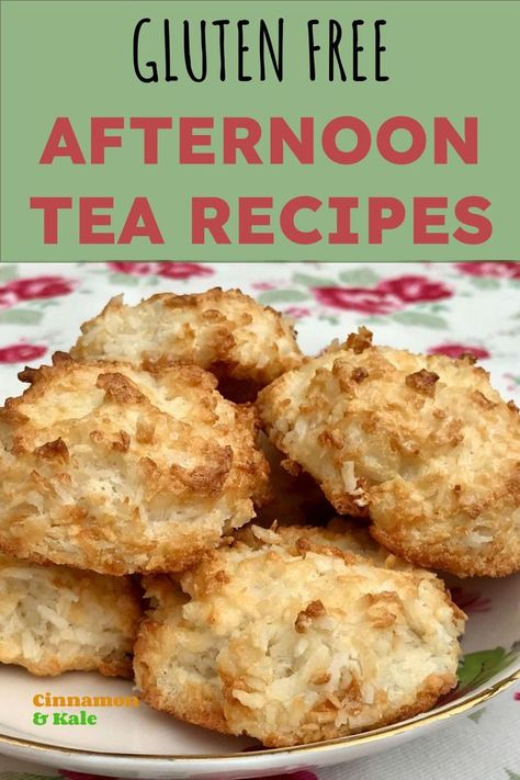 Plate of coconut macaroons Gluten Free Tea Party, Gluten Free High Tea, Tea Party Snacks, Tea Time Treats, Gluten Free Afternoon Tea, Low Fat Baking, Low Sugar Snacks, Tea Sandwiches Recipes, Healthy Chocolate Recipes