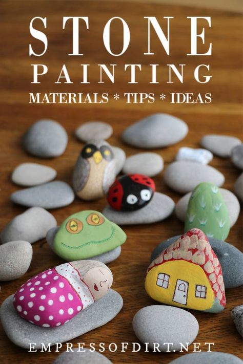 A complete beginner's guide to stone painting including best materials, step-by-step instructions, and design tutorials for kids and adults. #stonepainting #paintedrocks #empressofdirt Stone Painting Ideas, Rocks Painting, Painting Stones, Painting Ideas Easy, Rainy Day Crafts, Stone Art Painting, Educational Poster, Diy Casa, Art Stone