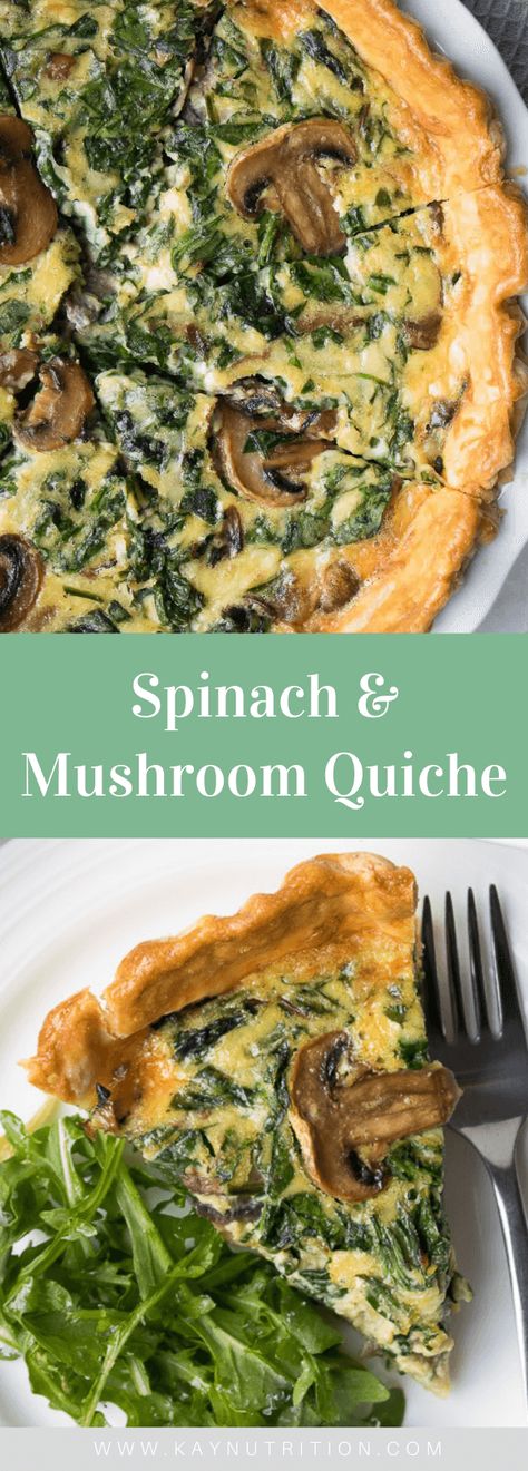 English Spinach Recipes, Spinach And Mushroom Quiche, Spinach Mushroom Quiche, Kay Nutrition, Morning Muffins, Spinach Quiche Recipes, English Recipes, Spinach And Mushroom, Mushroom Quiche