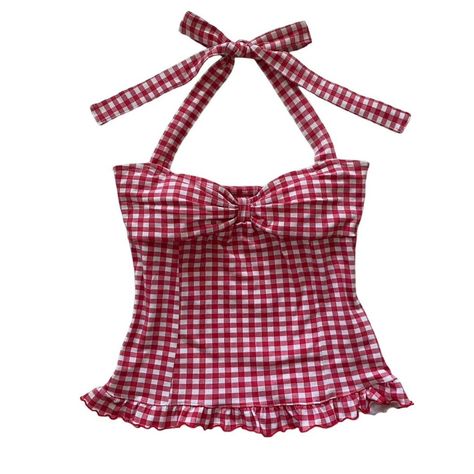 rare japanese brand “cecil mcbee” red gingham halter... - Depop Red Gingham Top, Cecil Mcbee, Pretty Summer Tops, Gingham Top, Model Outfit, Gingham Tops, Red Gingham, Feminine Outfit, Dream Clothes