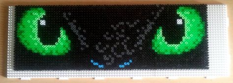 Toothless (How to Train your Dragon) hama beads by De-Lau Toothless Httyd, Amigurumi Dragon, Dragon Crochet, Dragon Cross Stitch, Melty Bead Patterns, Hama Beads Design, Perler Bead Templates, Perler Crafts, Beaded Bookmarks