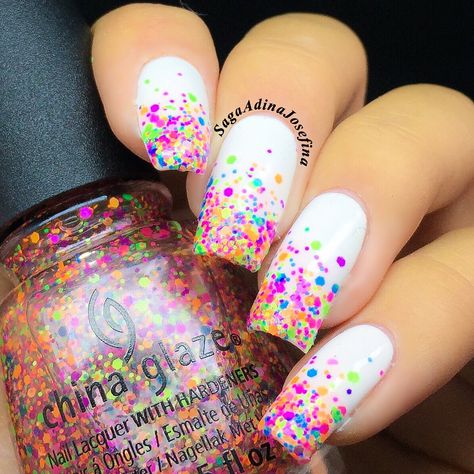 Girls Nail Designs, Rainbow Nail Art, Glitter Polish, Confetti Nails, Colorful Nail Art, July Nails, Vacation Nails, Disney Nails, Ballerina Nails