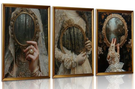 PRICES MAY VARY. Lake in the mirror:16x24in(40x60cm)UnframedDark Academia Decor Moody Victorian Art Witch Mirrored Reverie Picture Painting lace Pearls Gothic Wall Art Halloween Aesthetic Poster for Wall Art Moody-Mirror：Enhance your home decor with these exquisite pieces, perfect for adding a touch of dark academia, gothic, or Victorian moody charm to your surroundings. Ideal for creating a mysterious and sophisticated atmosphere, these prints are the perfect addition to libraries, studies, or Light Gothic Decor, Aesthetic Poster Prints, Dark Academia Wall Decor, Prints For Bedroom, Gothic Pictures, Dark Academia Wall, Pictures Wall Decor, Gothic Wall Art, Dark Academia Decor