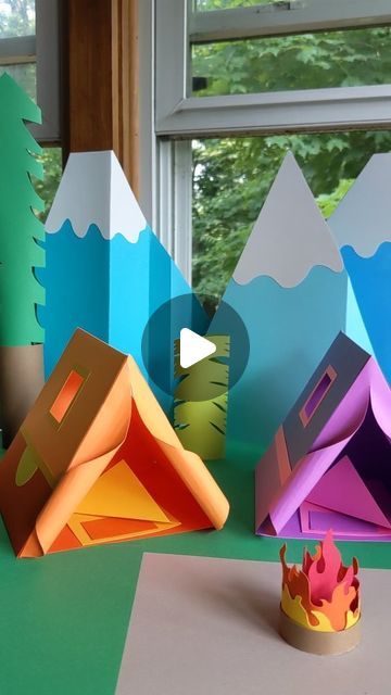 25 likes, 5 comments - kathybeymer on July 8, 2023: "Make some paper tents with me! 🏕️ Grab your kids and DIY my cute campsite playset for summer..." Camper Crafts For Kids, Tent Craft Preschool, Diy Tents For Kids, Tent Crafts For Kids, Tent Template, Diy Kids Tent, Tent Craft, Camping Illustration, Diy Tent