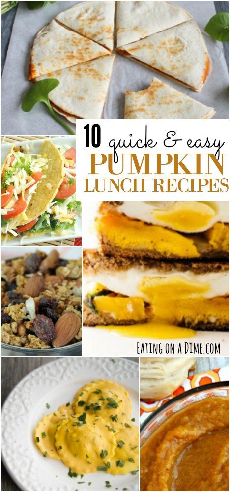 Quick and Easy Pumpkin Lunch recipes.  Pumpkin is such a versatile ingredient. You can bake with it or cook with it, you can make sweet dishes or savory dishes. I have shared a lot of different pumpkin recipes in the past, so I wanted to compile some pumpkin lunch recipes for you. Why not mix things up next weekend and add some fun pumpkin dishes to your lunch. Easy Pumpkin Recipes, Best Pumpkin Recipes, Eating On A Dime, Pumpkin Delight, Pumpkin Dishes, Pumpkin Recipes Easy, Savory Dishes, Easy Lunch Recipes, Lunch Recipes Healthy