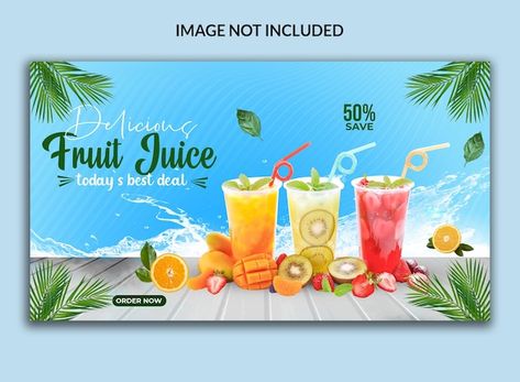 Fruit Juice Banner Design, Fruit Juice Shop Design Smoothie Bar, Juice Banner Design, Flex Reference, Juice Social Media Design, Fruit Juice Poster, Juice Website, Cover Template Design, Shop Opening Invitation Card