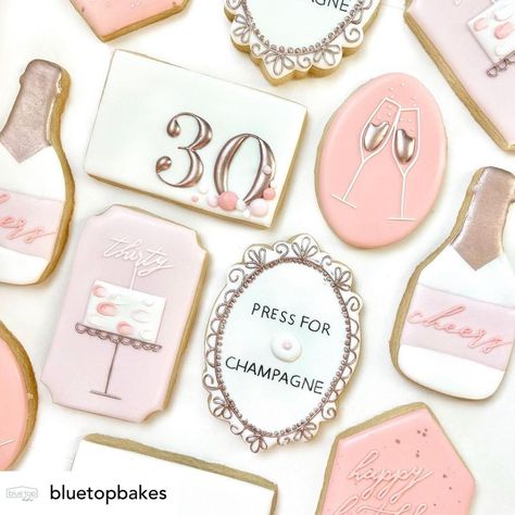 Lindsay & Christian on Instagram: “The Champagne Plaque looking all fancy 😍💚🌲Posted @withregram • @bluetopbakes 🥂 #cookiesofig #customcookies #handmade #cookies…” Champagne Cookies, Handmade Cookies, 30th Bday, Cut Out Cookies, 25th Birthday, Brunch Party, Pink Birthday, Icing Cookies, Birthday Cookies