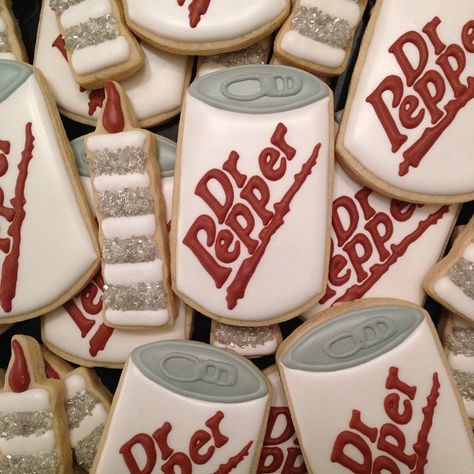 Wouldn't you like to be a Pepper too? Dr Pepper Cookies Decorated, Dr Pepper Wedding Ideas, Dr Pepper Birthday Party, Dr Pepper Party Decorations, Dr Pepper Party Theme, Dr Pepper Themed Birthday Party, Dr Pepper Birthday Party Ideas, Dr Pepper Cookies, Dr Pepper Birthday