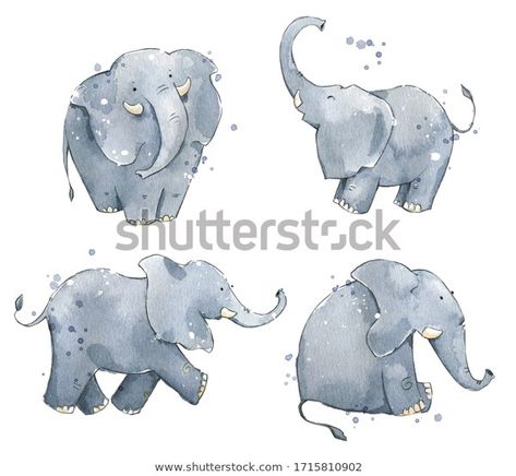 Cute Elephant Illustration, Watercolour Elephant, Elephant Watercolor, World Elephant Day, Elephant Pictures, Boho Elephant, Elephant Illustration, Painted Illustration, Kids Deco