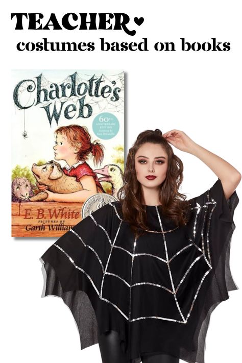 Adult Book Character Costumes, Dress Like A Book Character, Charlotte Web Costume, Garth Williams, Spider Costume, Teacher Costumes, Book Character Costumes, Modern Books, Creative Halloween Costumes